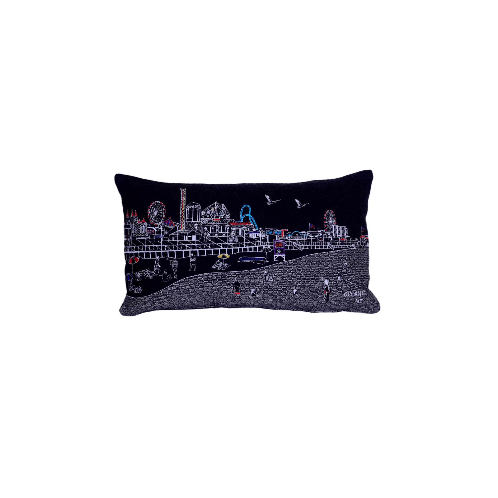 Ocean City NJ Shore Pillow in Day and Night Designs