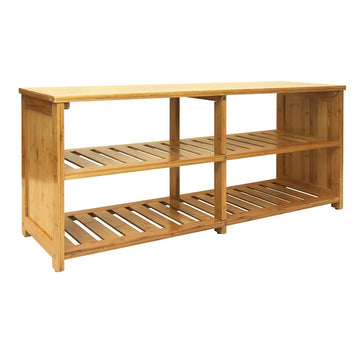 Multifunctional Entryway Storage Bench with 2-Tier Shelves