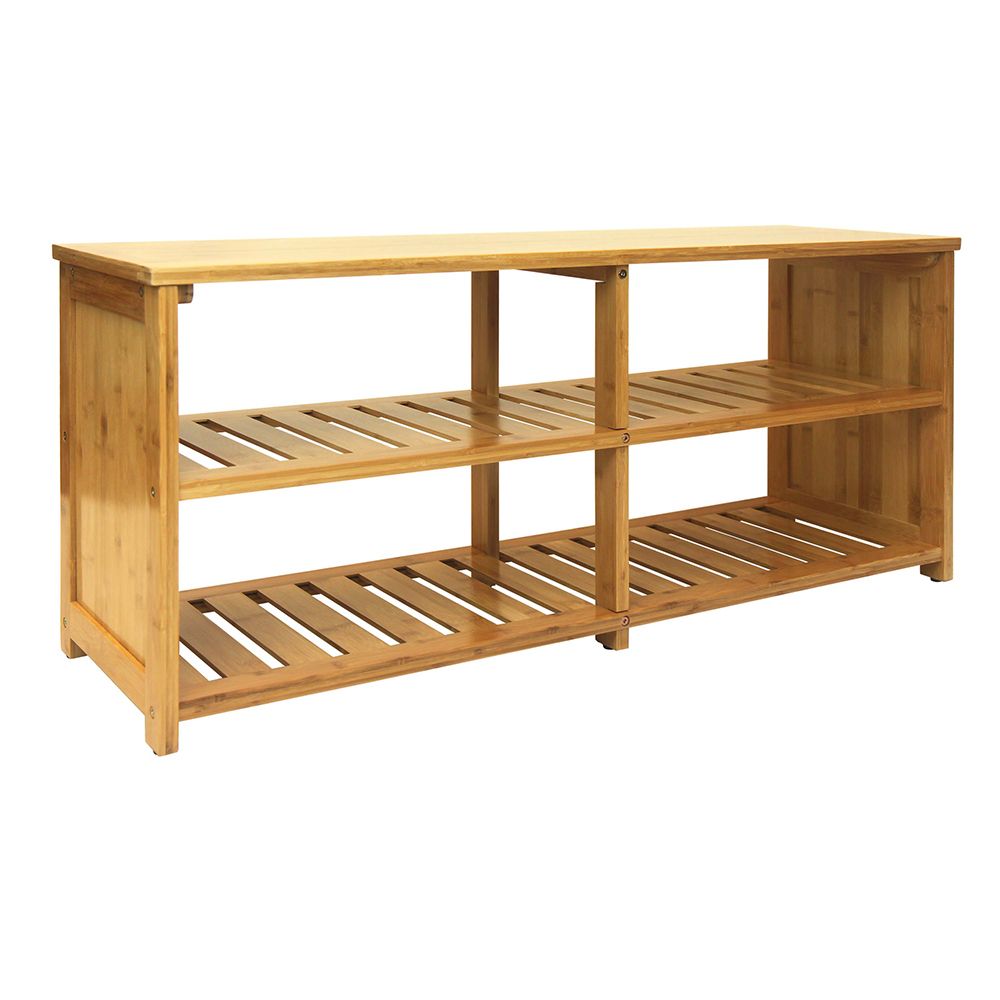 Multifunctional Entryway Storage Bench with 2-Tier Shelves