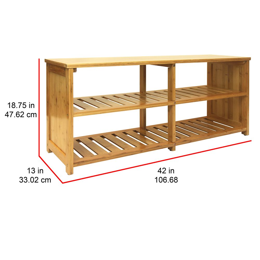 Multifunctional Entryway Storage Bench with 2-Tier Shelves
