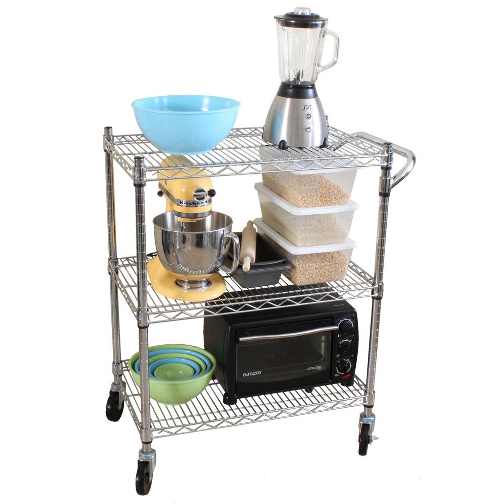 Oceanstar 3-Tier practical Utility Cart with Adjustable Shelves and Easy Mobility