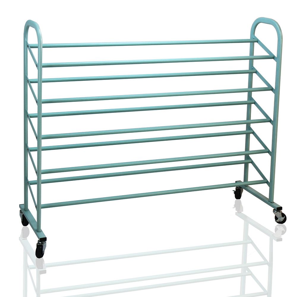 Oceanstar 5-Tier Metal Shoe Rack with Slanted Bars & Swivel Casters