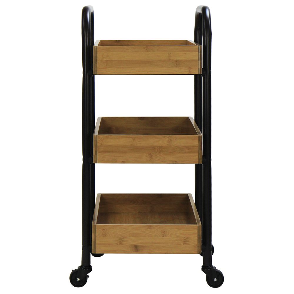 Portable Bamboo Tray Storage Cart for Home Organization