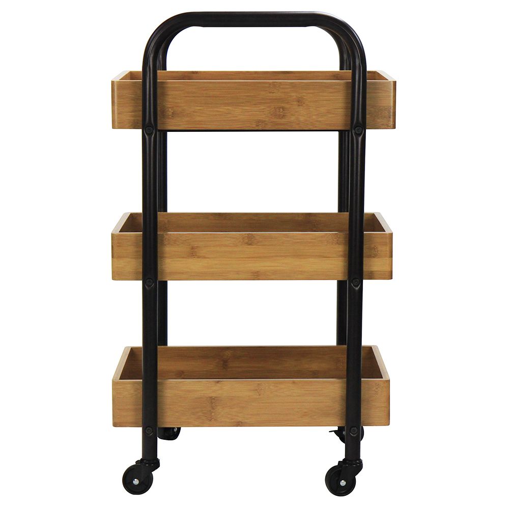 Portable Bamboo Tray Storage Cart for Home Organization