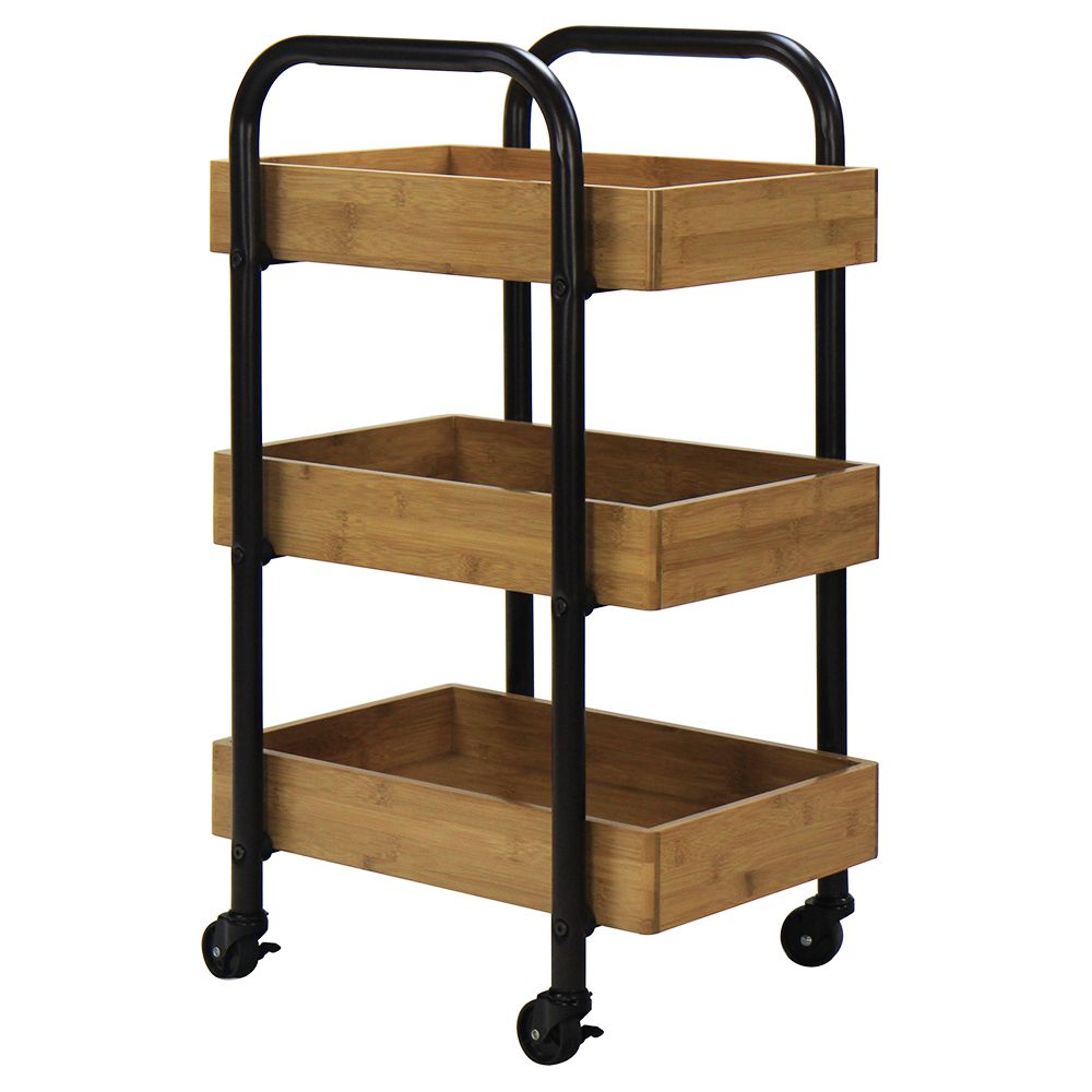 Portable Bamboo Tray Storage Cart for Home Organization