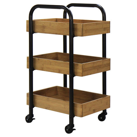 Portable Bamboo Tray Storage Cart for Home Organization