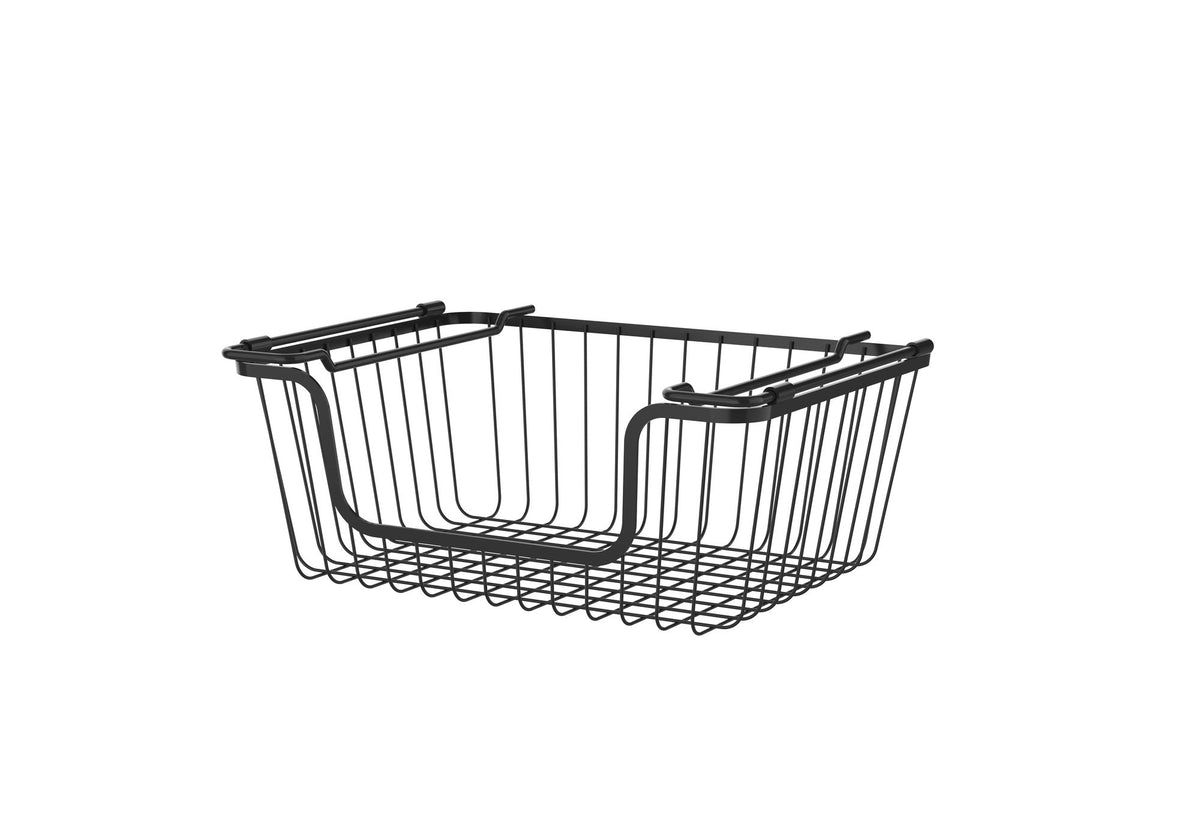 Oceanstar Stackable Wire Storage Baskets with Easy-Carry Handles – Set of 2