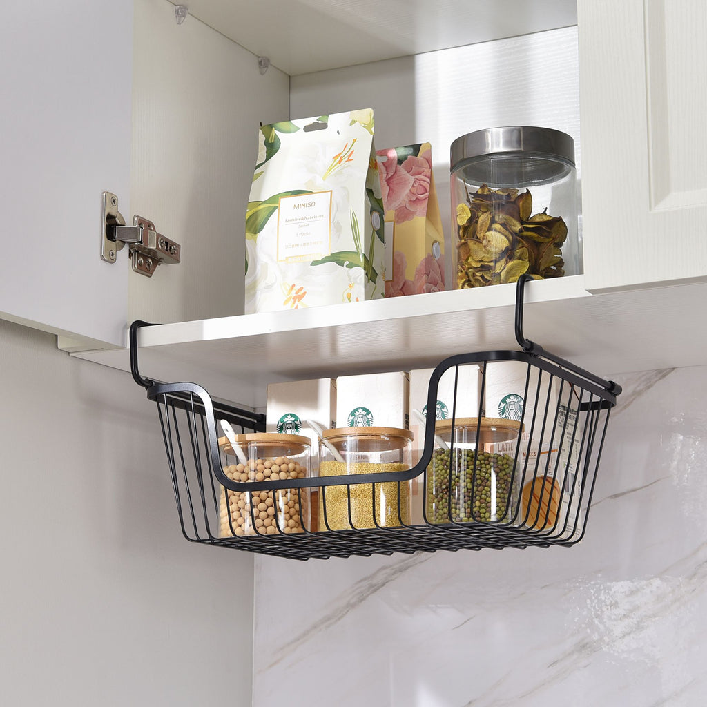 Oceanstar Stackable Wire Storage Baskets with Easy-Carry Handles – Set of 2