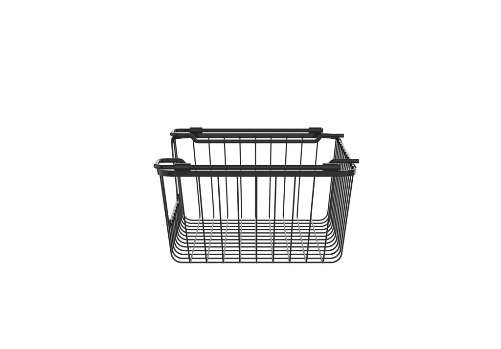 Oceanstar Stackable Wire Storage Baskets with Easy-Carry Handles – Set of 2