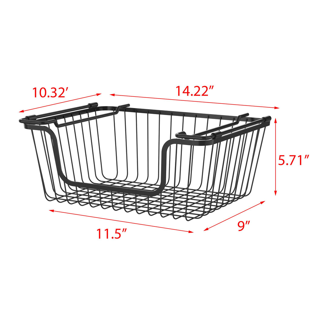 Oceanstar Stackable Wire Storage Baskets with Easy-Carry Handles – Set of 2