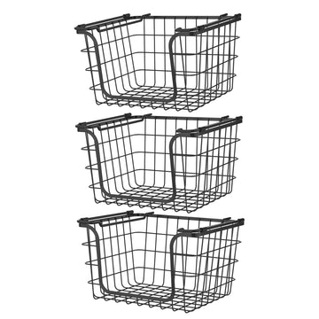Oceanstar Stackable Wire Baskets for Pantry, Kitchen, Bathroom Organization