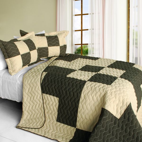 Oh My Love Vermicelli-Quilted Three-Piece Bedding Set