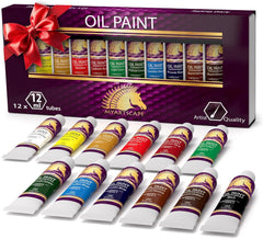 Professional Oil Paint Set - 12 Vibrant Colors for Artists