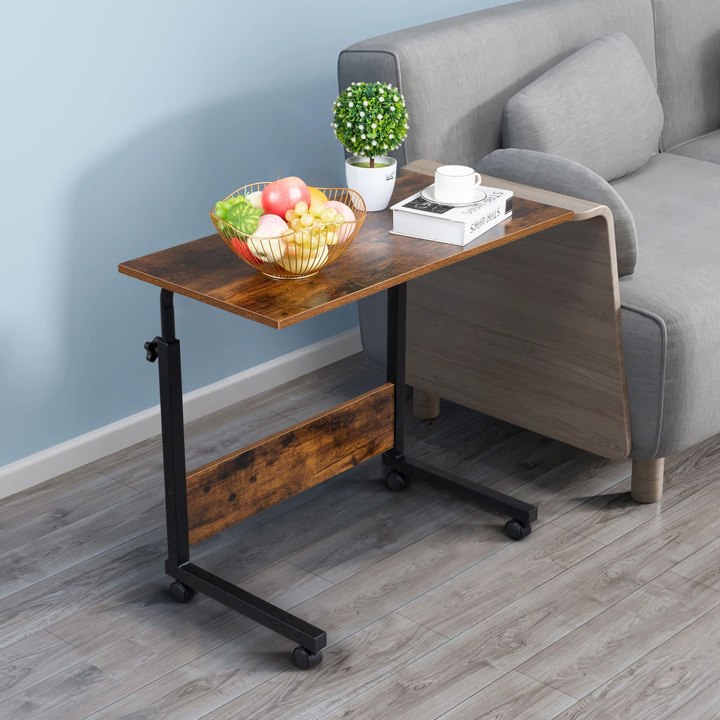 Stylish Rolling Side Table with Adjustable Height