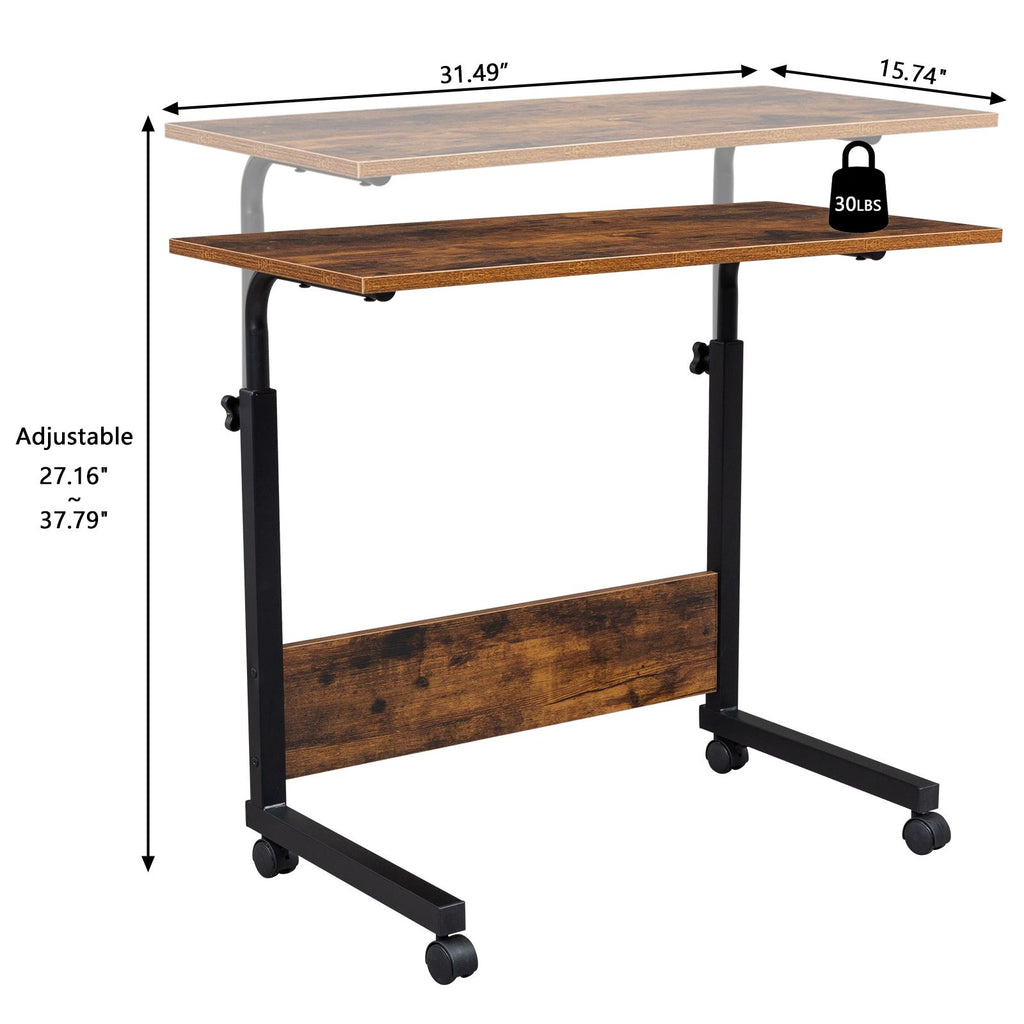 Stylish Rolling Side Table with Adjustable Height