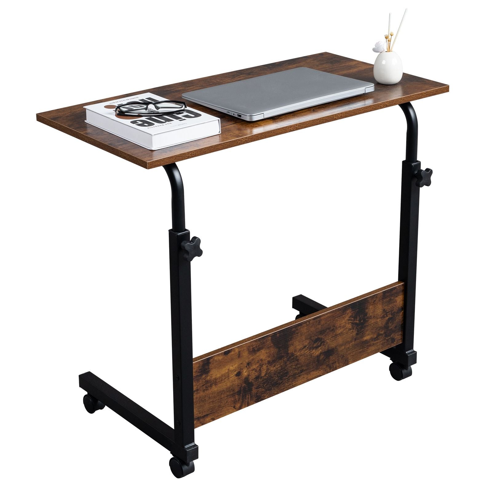 Stylish Rolling Side Table with Adjustable Height