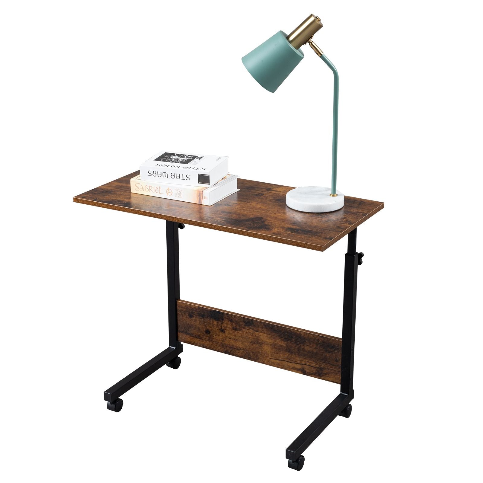 Stylish Rolling Side Table with Adjustable Height