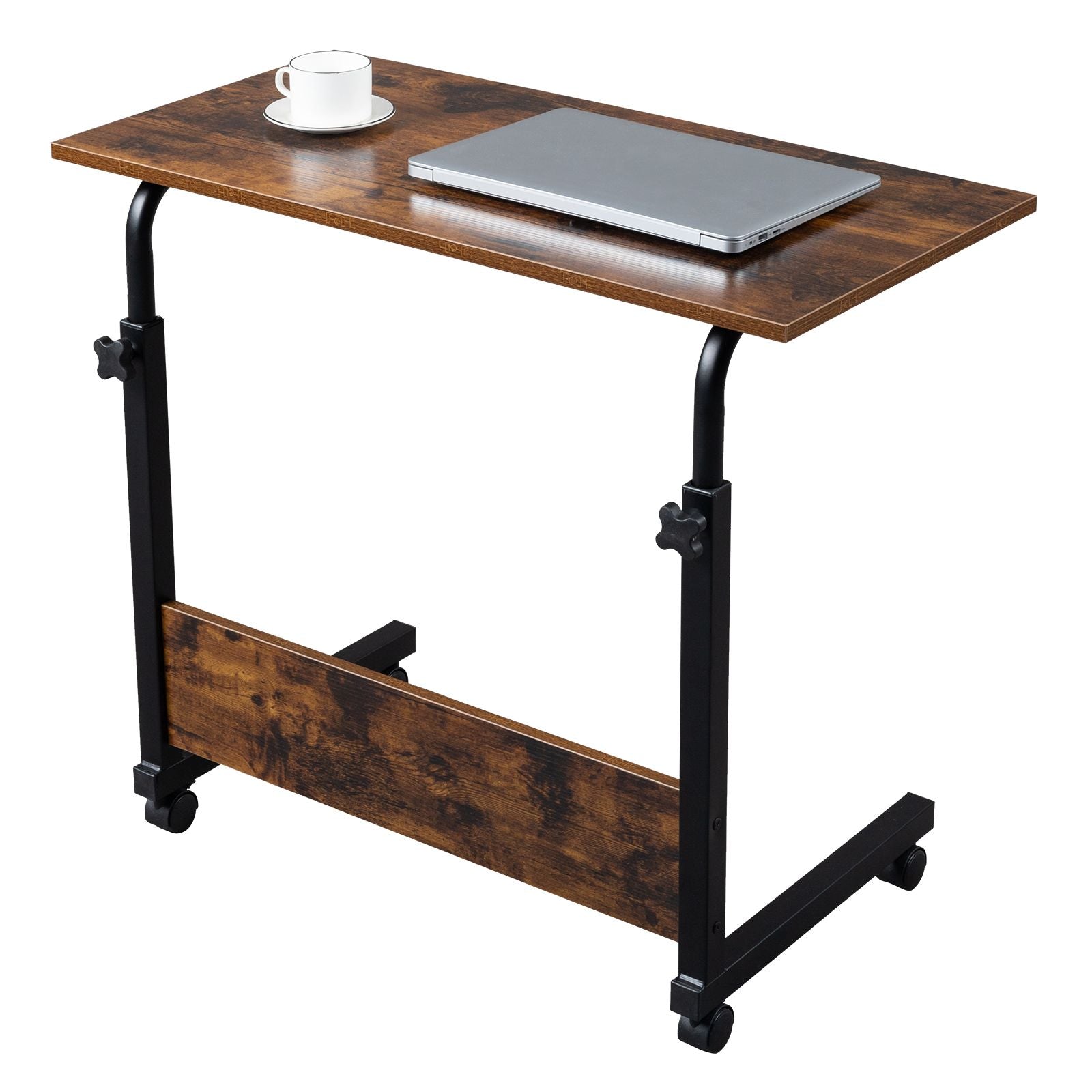 Stylish Rolling Side Table with Adjustable Height