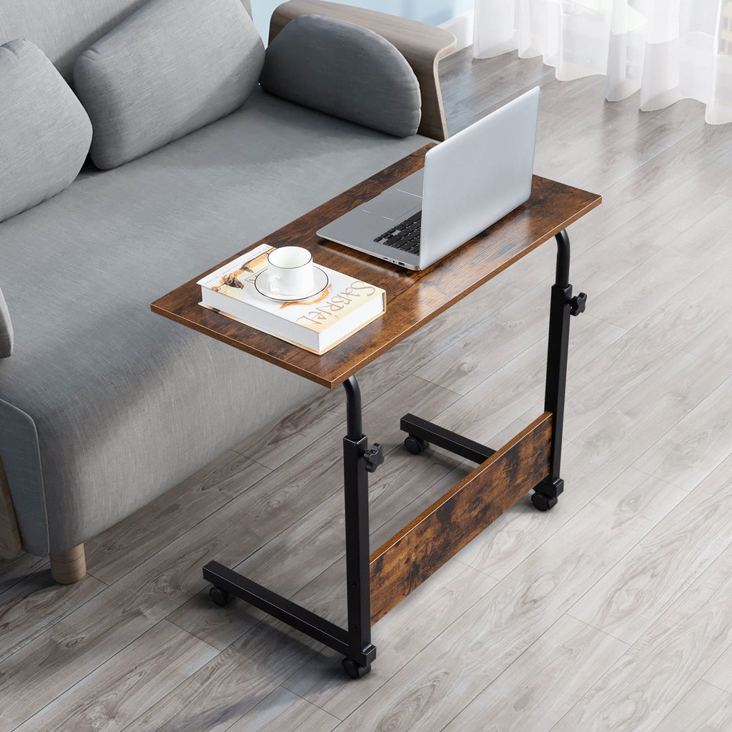 Stylish Rolling Side Table with Adjustable Height