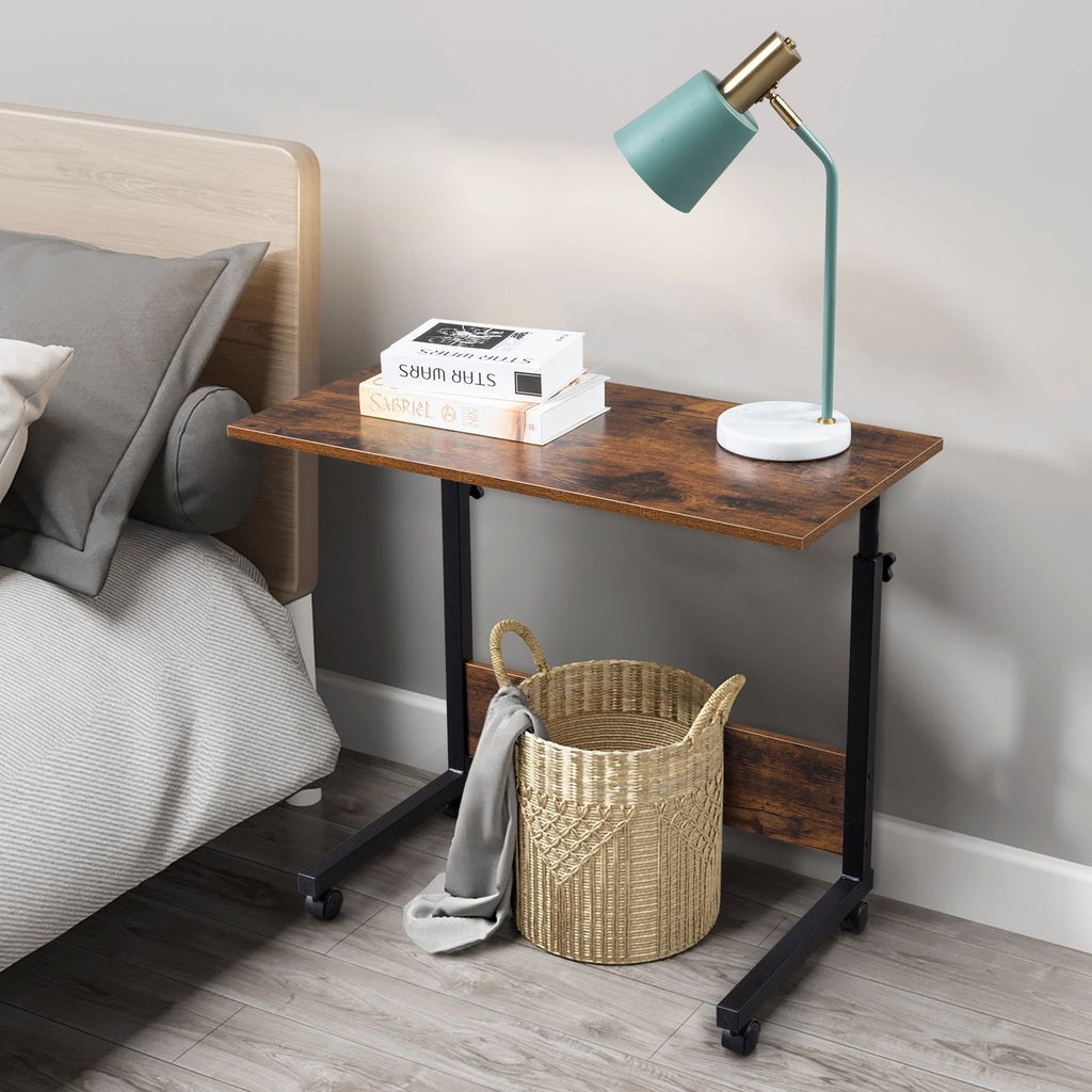 Stylish Rolling Side Table with Adjustable Height