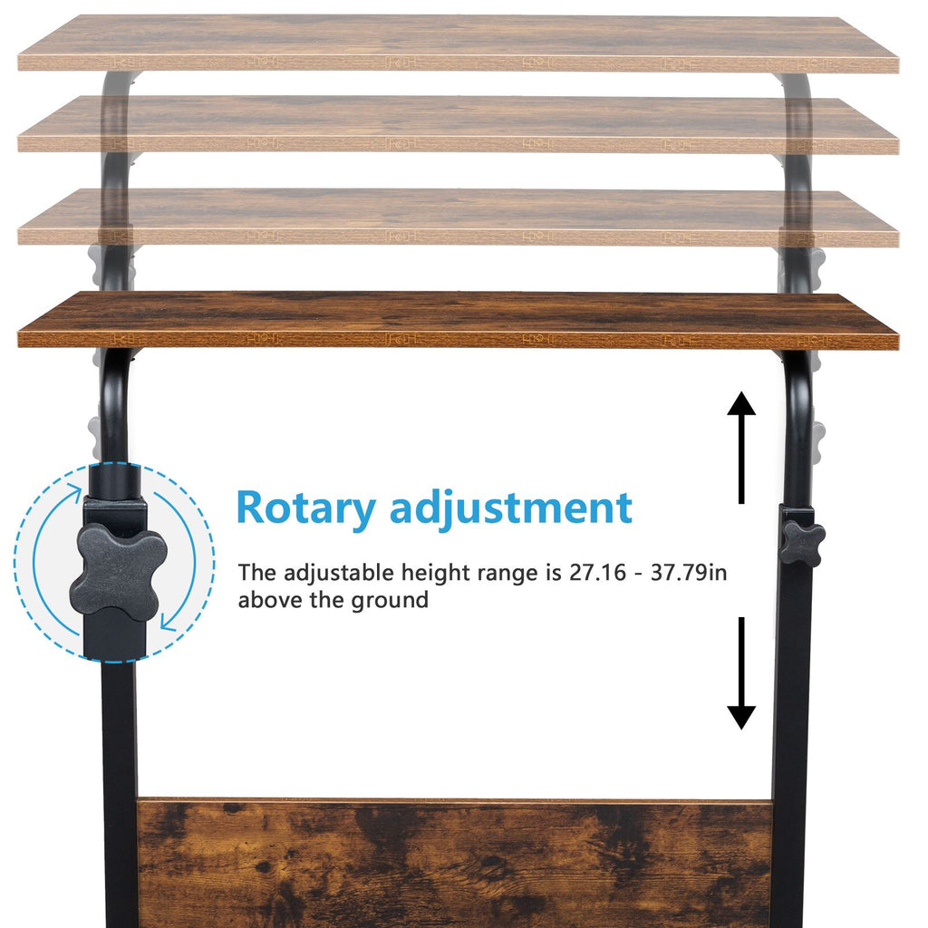 Stylish Rolling Side Table with Adjustable Height