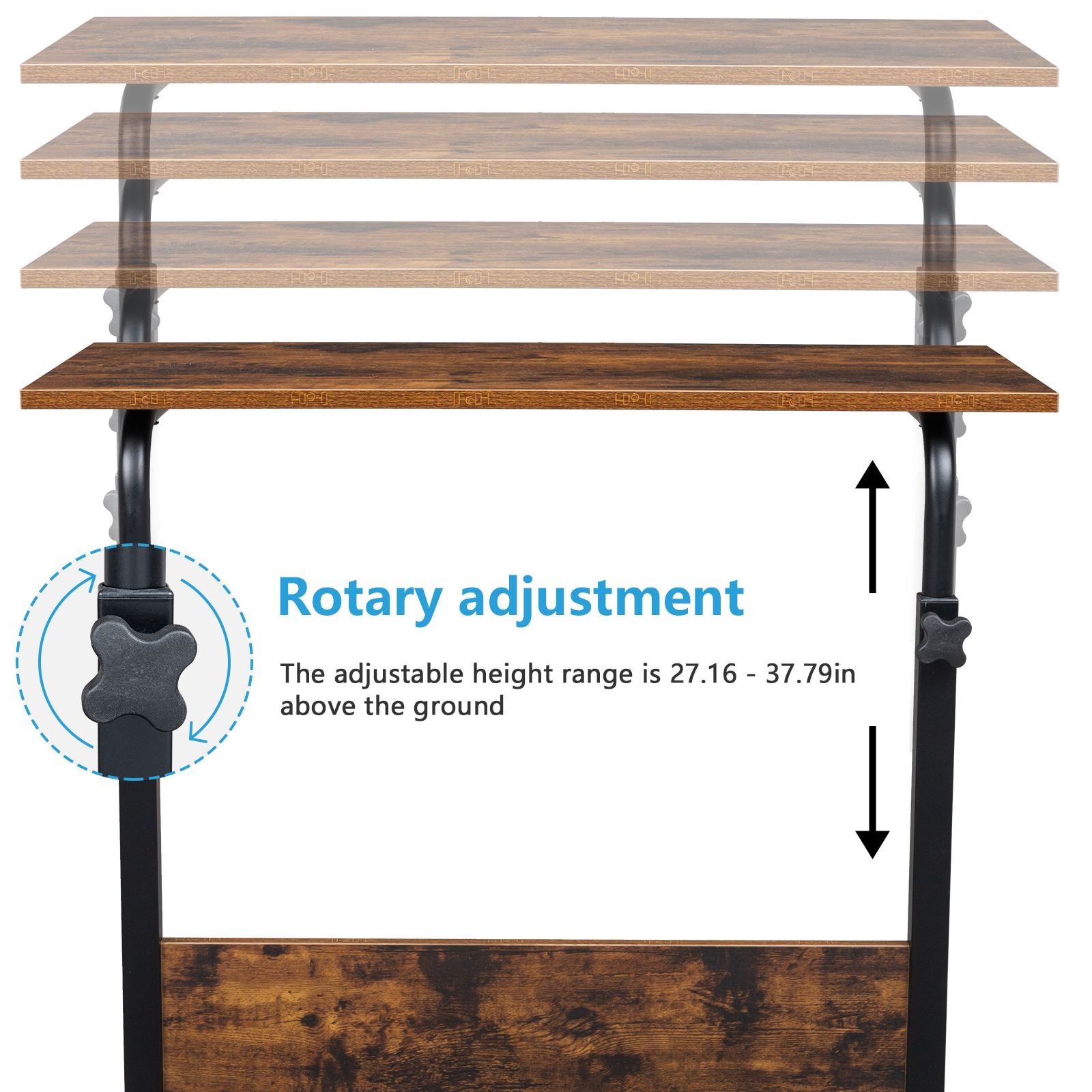 Stylish Rolling Side Table with Adjustable Height
