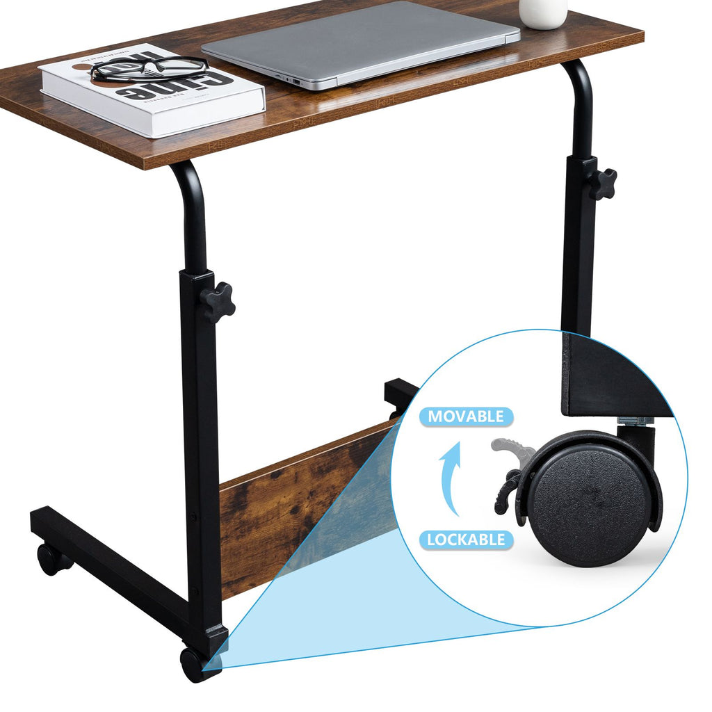 Stylish Rolling Side Table with Adjustable Height
