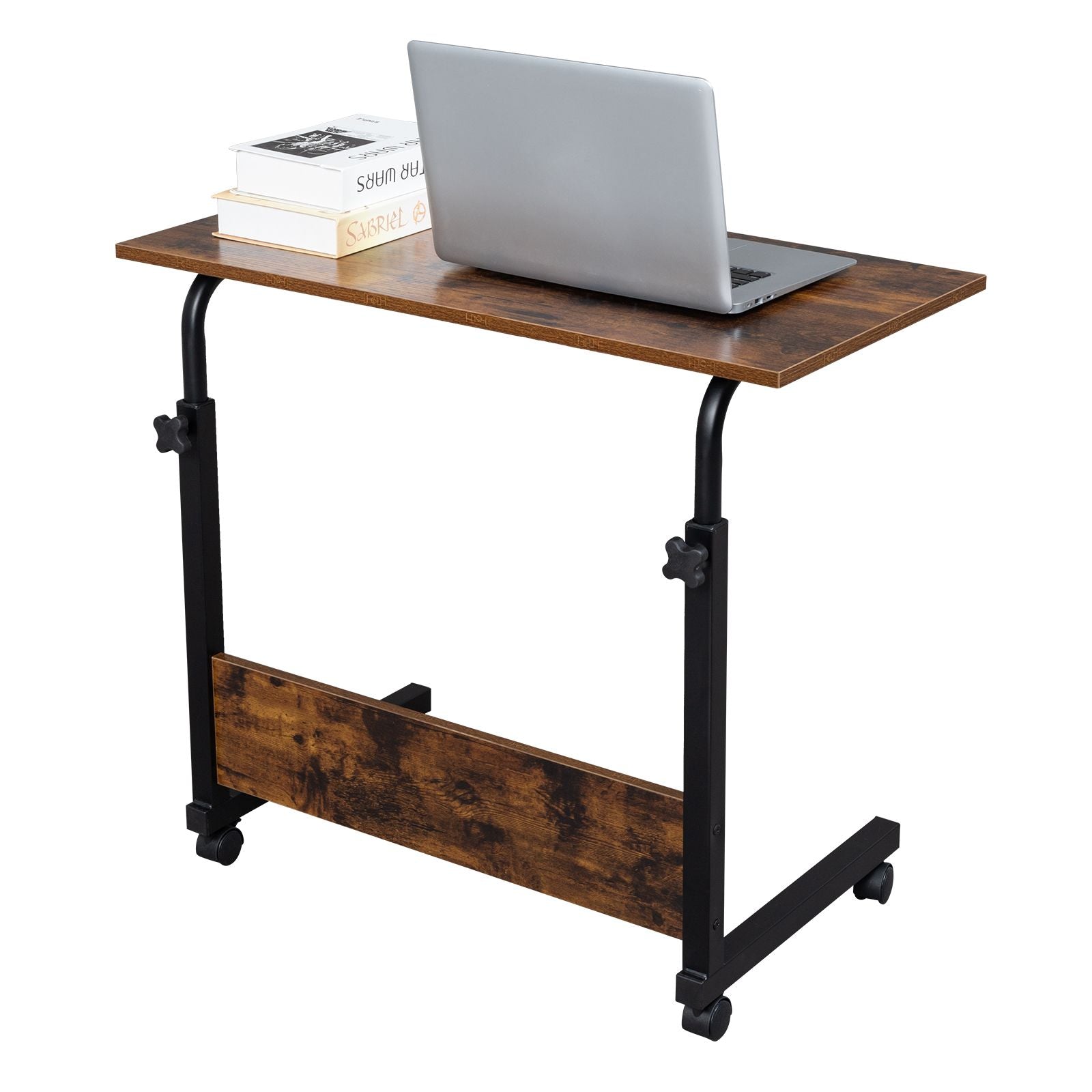Stylish Rolling Side Table with Adjustable Height