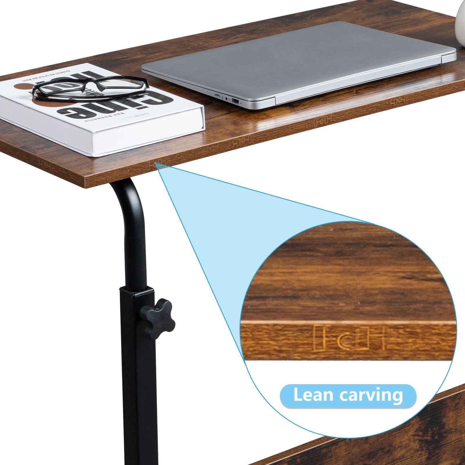 Stylish Rolling Side Table with Adjustable Height