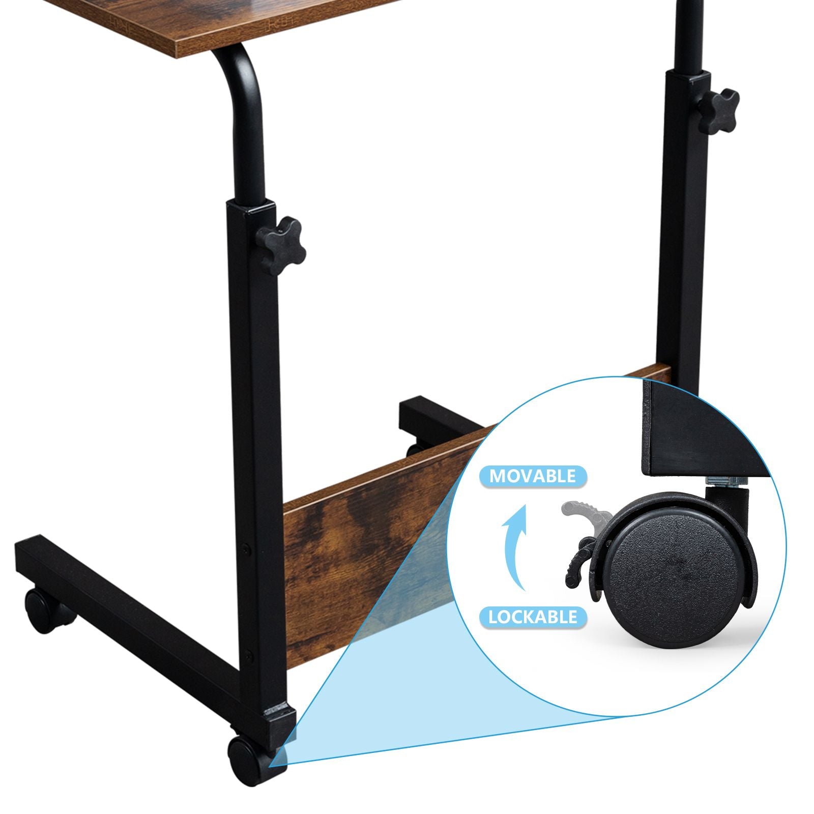 Rolling & Height-Adjustable Side Table with Baffle