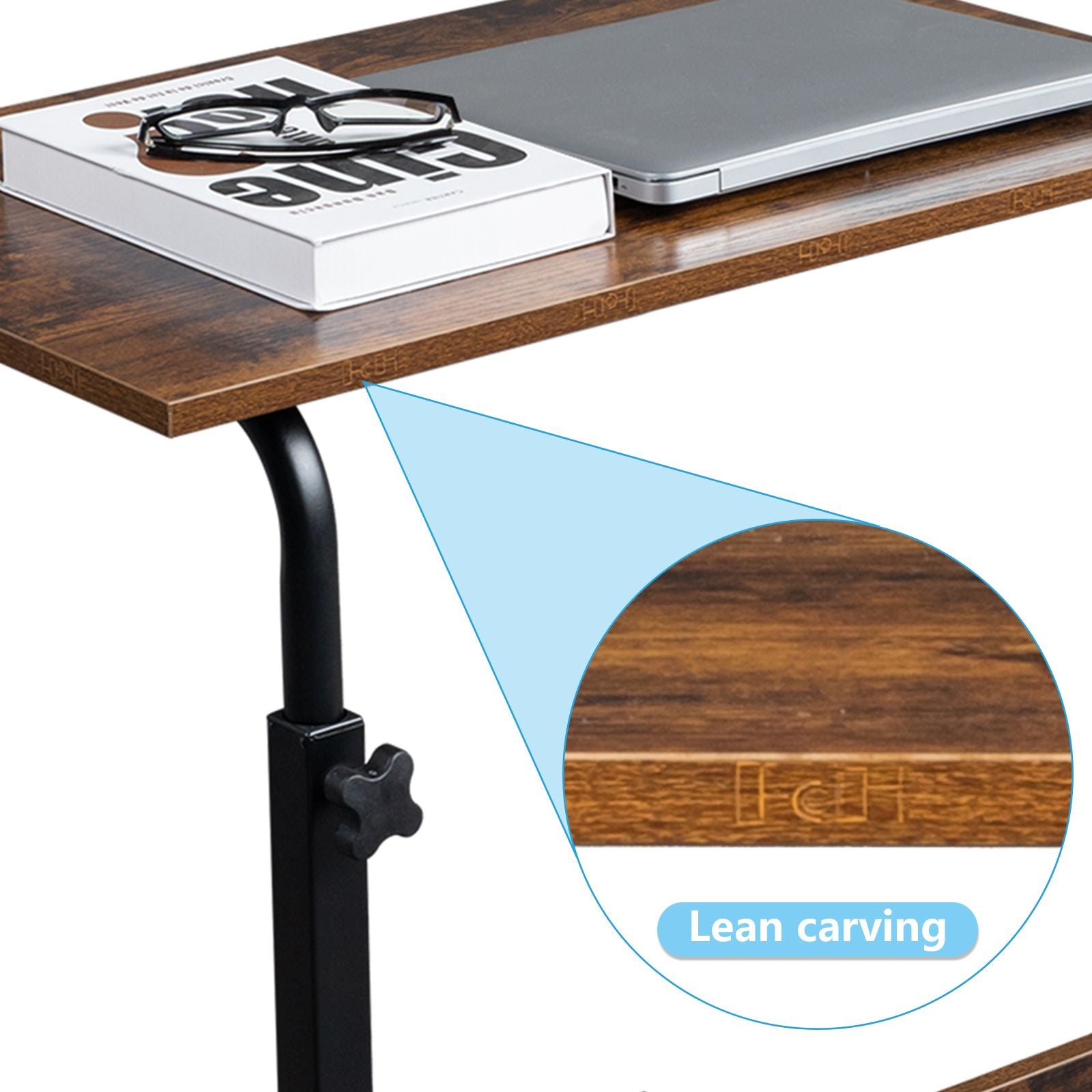 Rolling & Height-Adjustable Side Table with Baffle