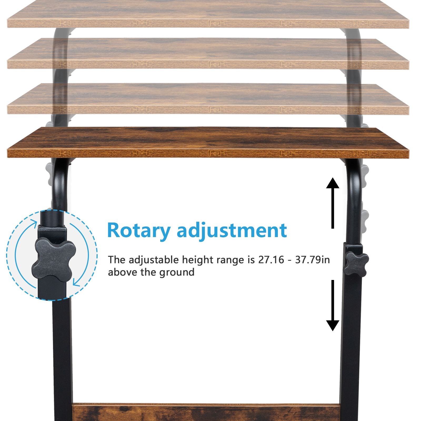 Rolling & Height-Adjustable Side Table with Baffle