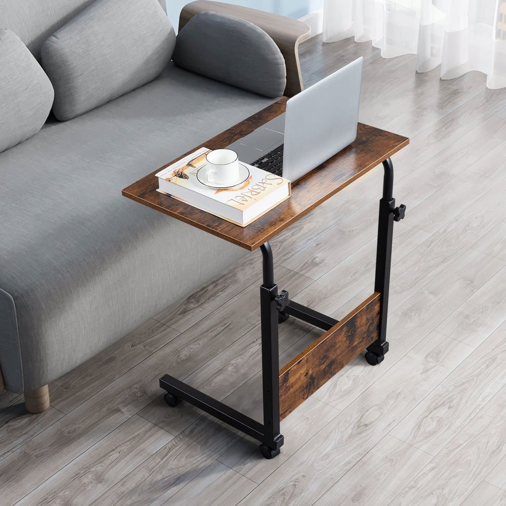 Rolling & Height-Adjustable Side Table with Baffle