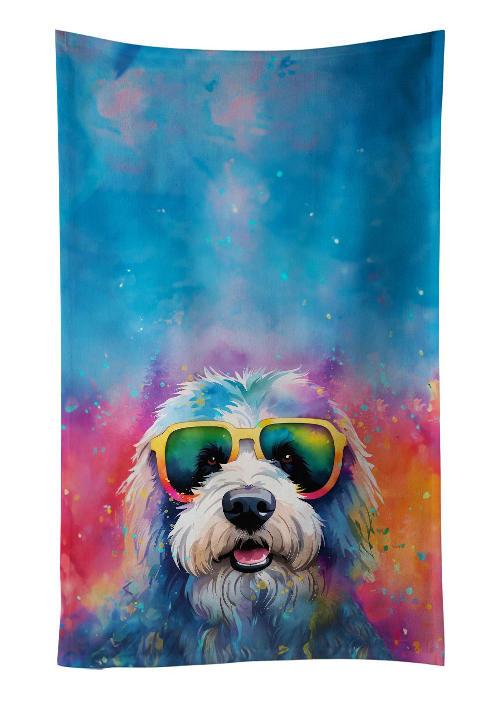 Old English Sheepdog Hippie Dawg Kitchen Towel