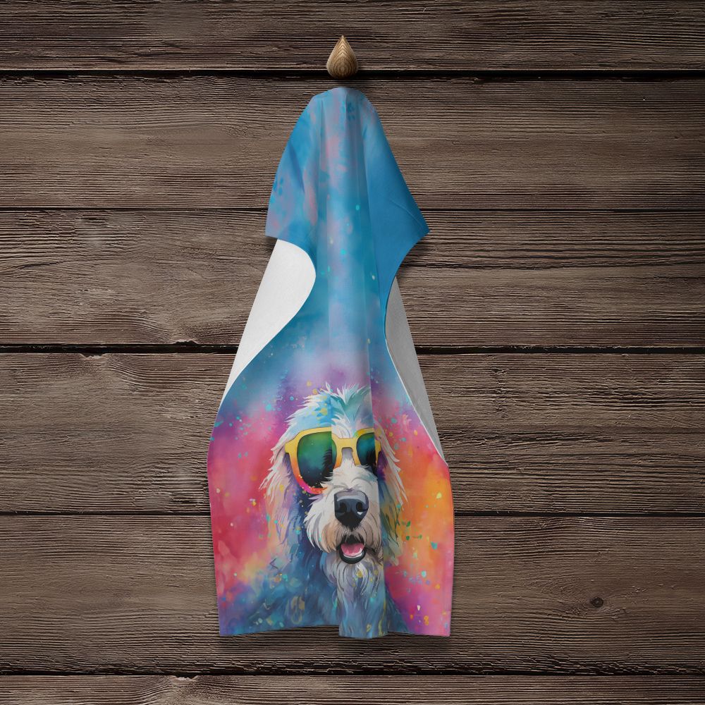Old English Sheepdog Hippie Dawg Kitchen Towel