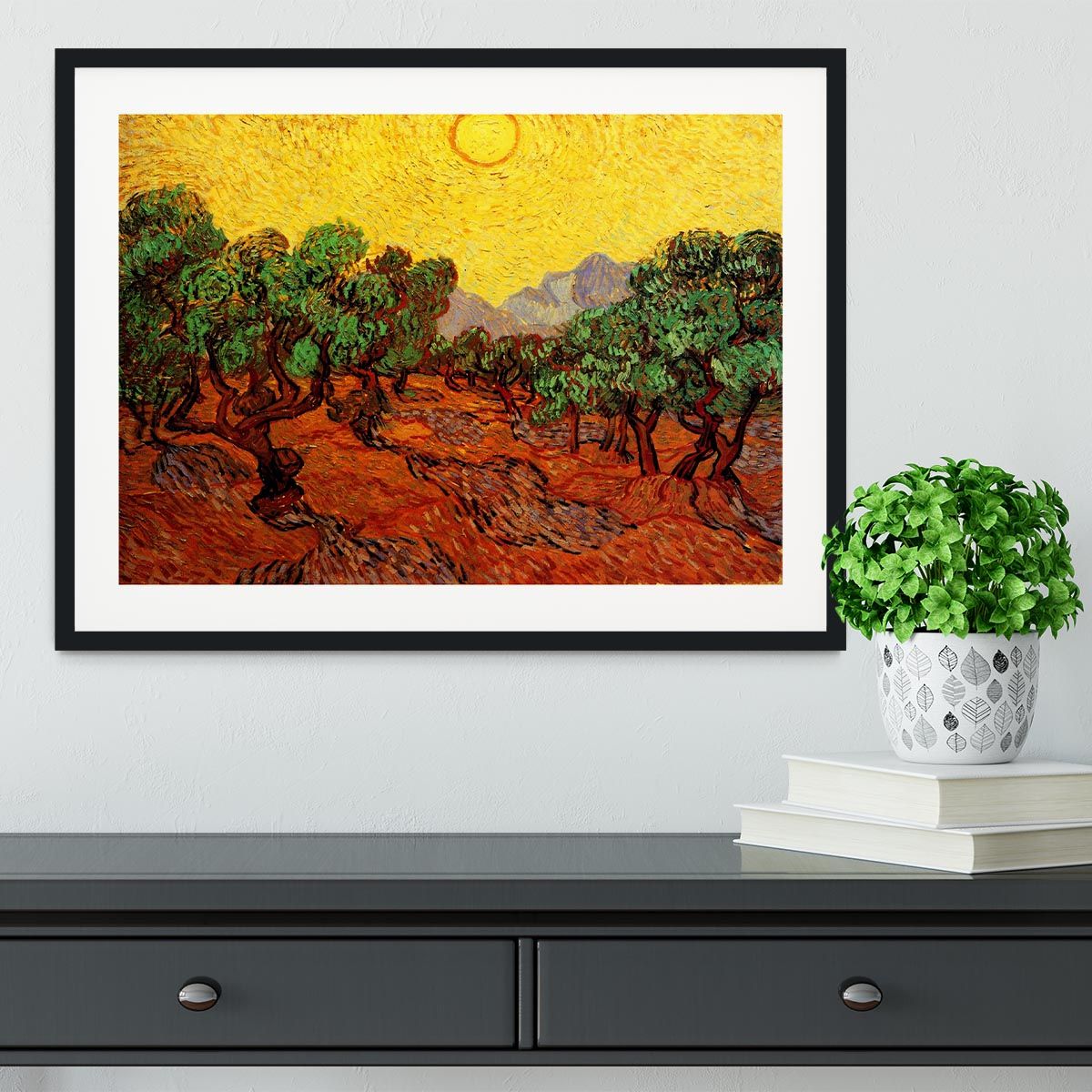 Van Gogh Olive Trees with Yellow Sky Framed Print
