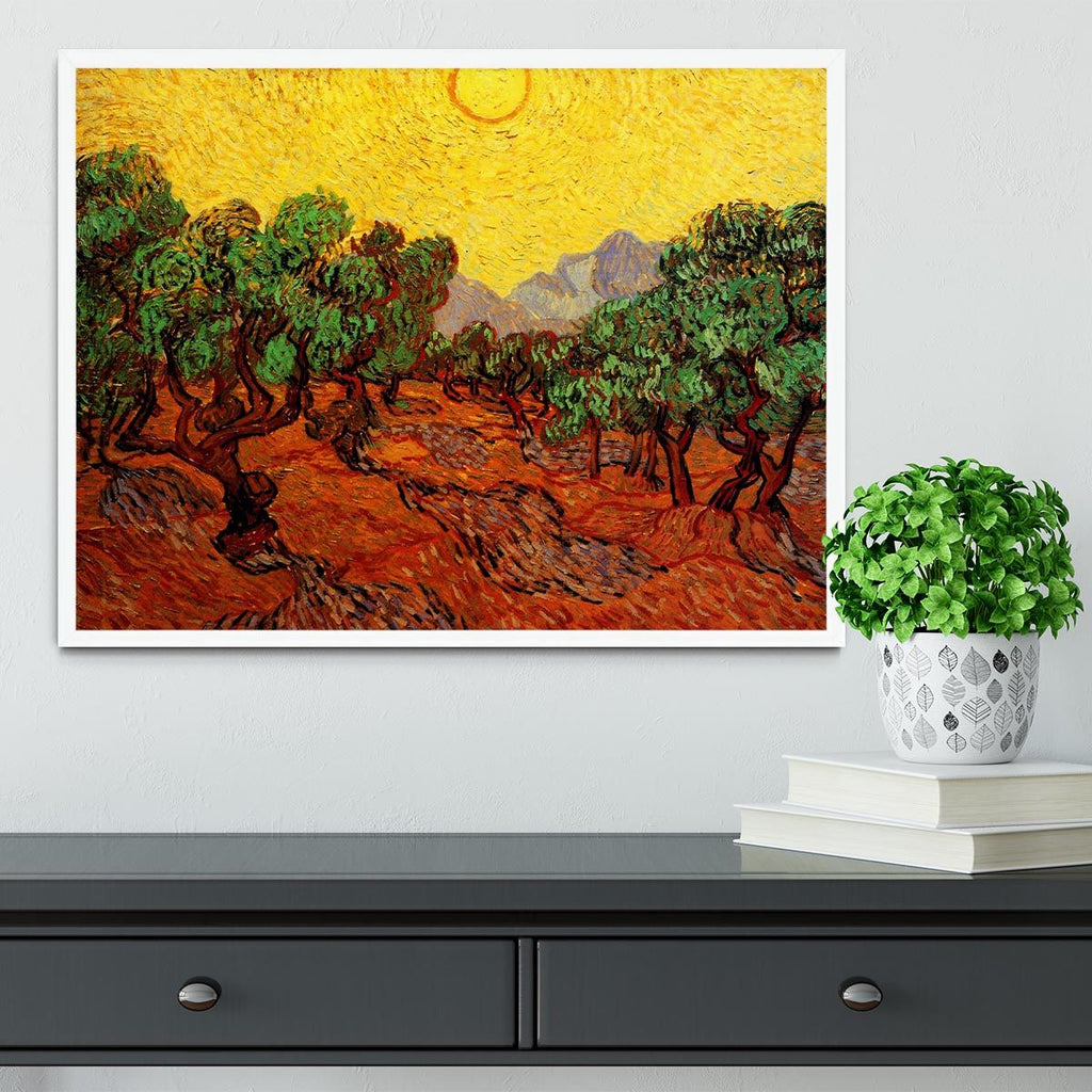 Van Gogh Olive Trees with Yellow Sky Framed Print