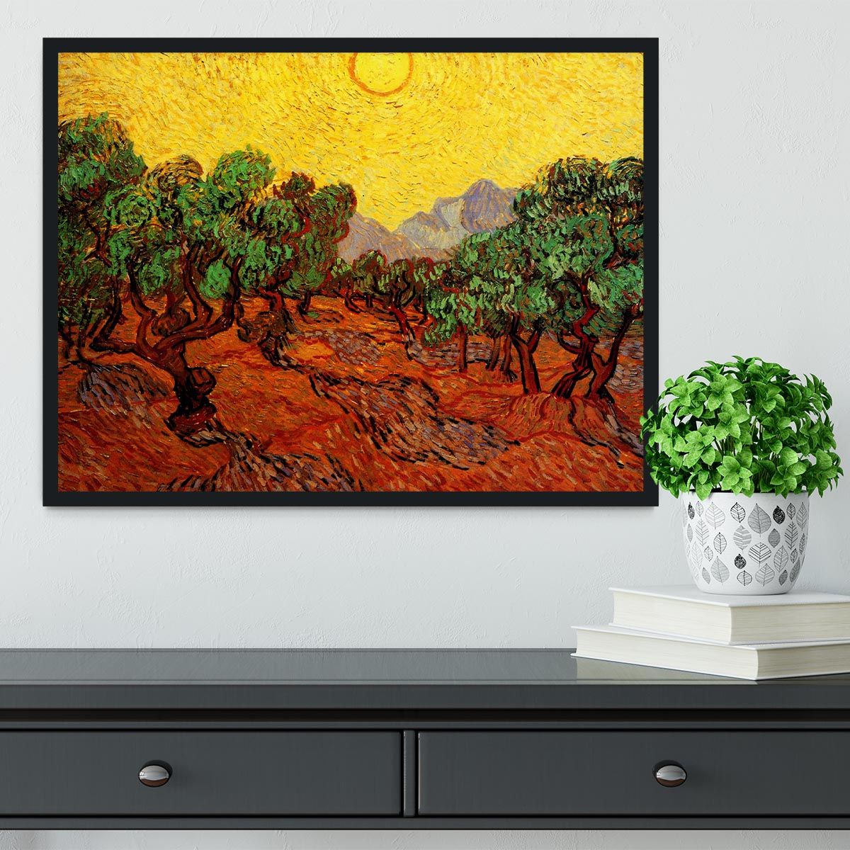 Van Gogh Olive Trees with Yellow Sky Framed Print