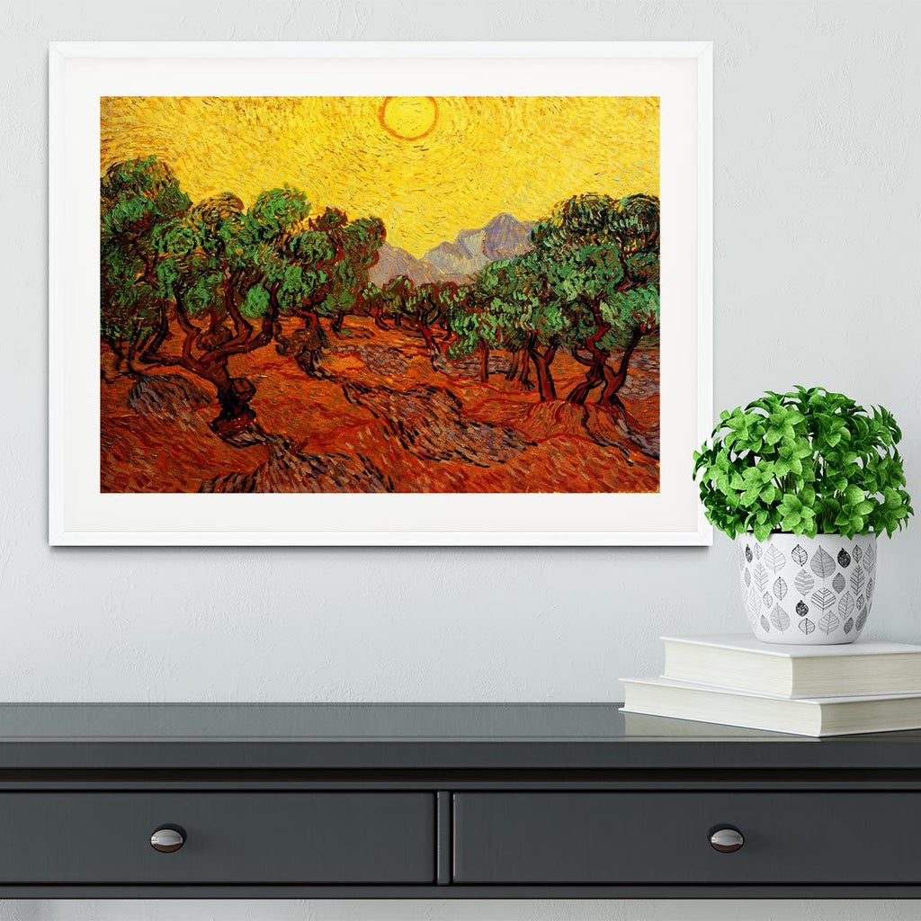 Van Gogh Olive Trees with Yellow Sky Framed Print
