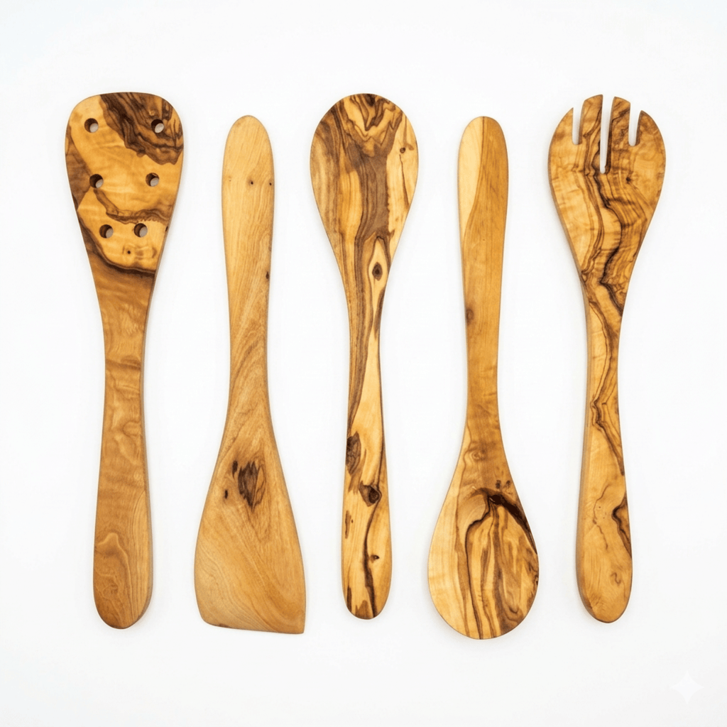 Choixe Hand-Carved Olive Wood Cooking Utensil Set