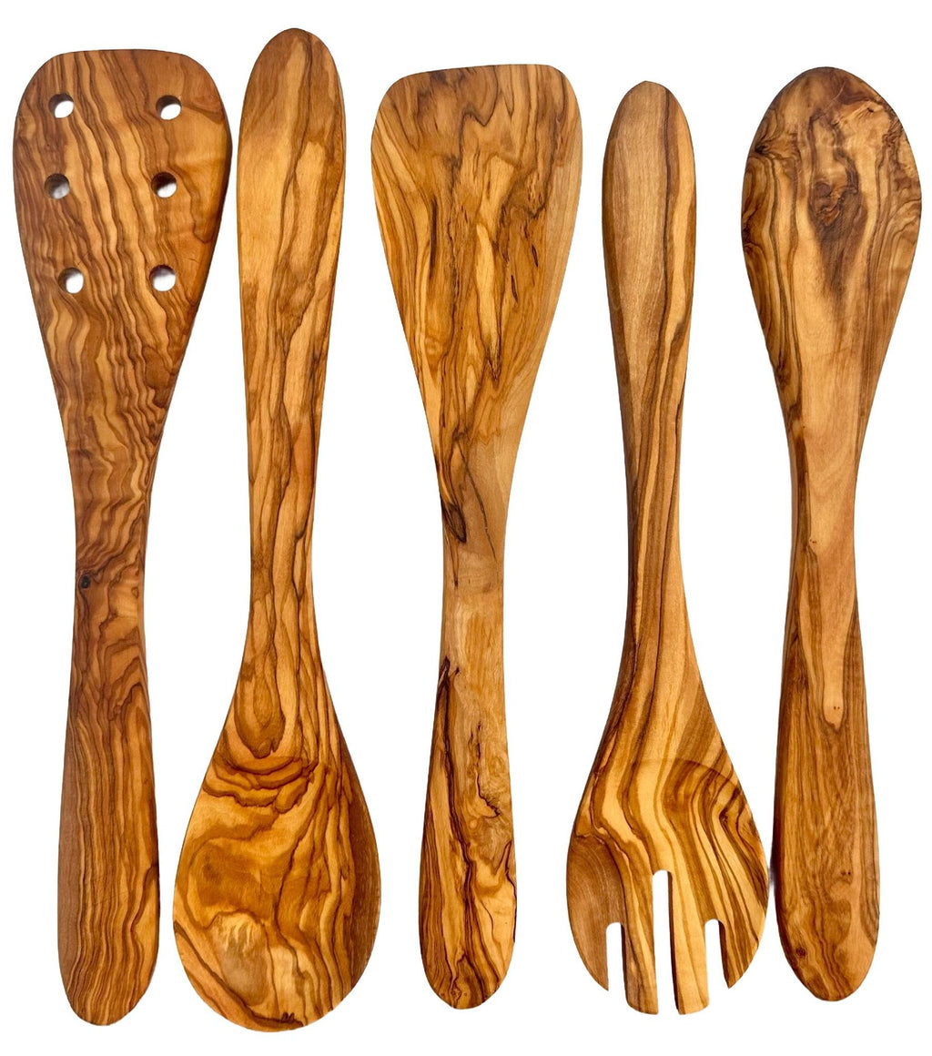 Choixe Hand-Carved Olive Wood Cooking Utensil Set