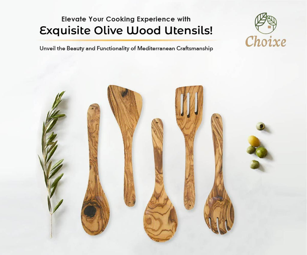 Choixe Hand-Carved Olive Wood Cooking Utensil Set