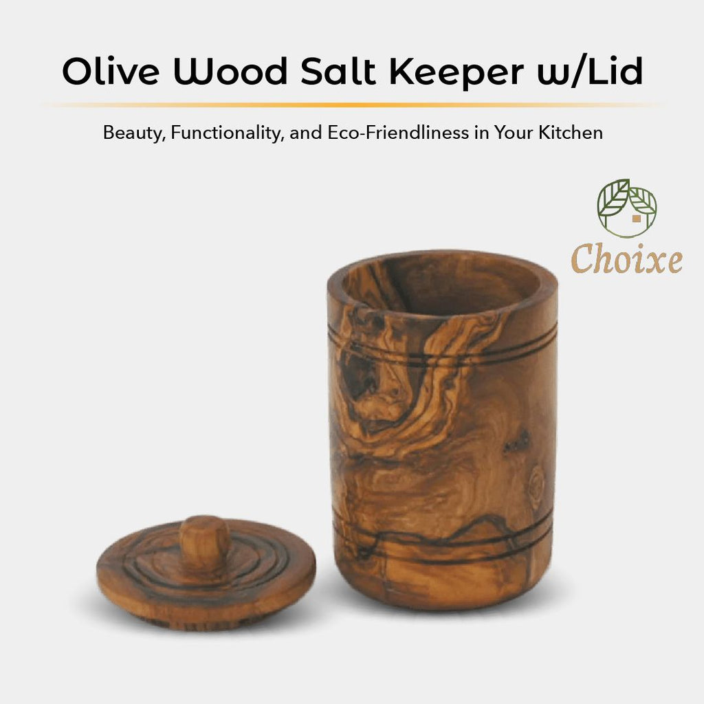 Choixe Hand-Carved Spice Jar and Lidded Salt Keeper