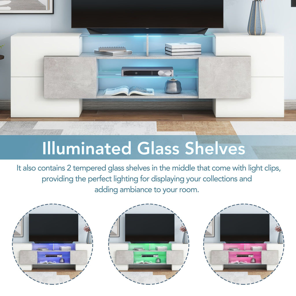 Sculptural TV Stand with Illuminated Display Shelves