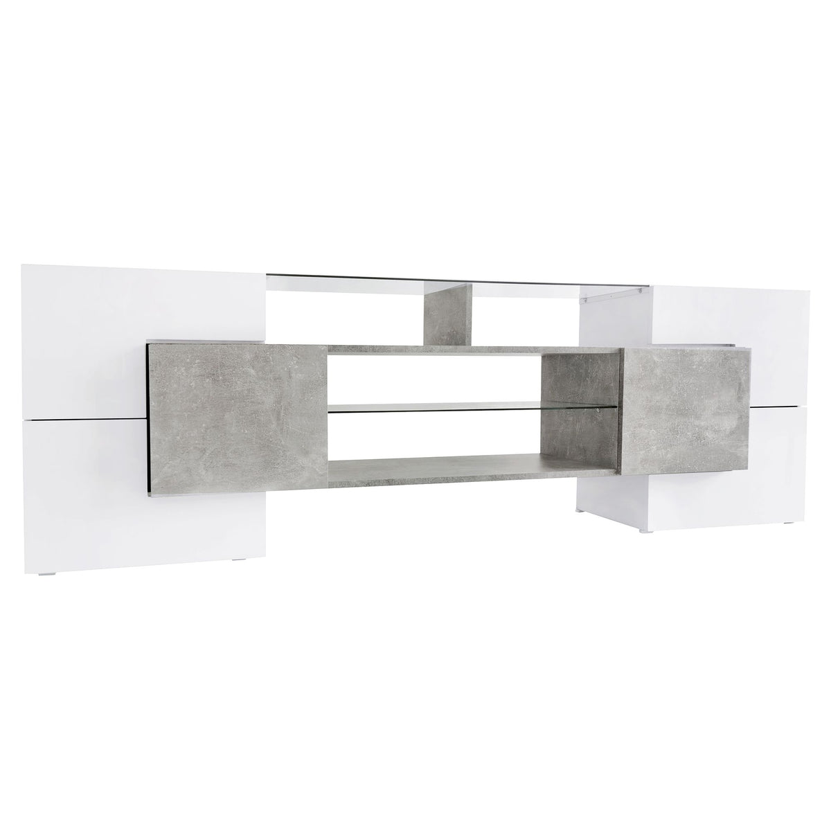Sculptural TV Stand with Illuminated Display Shelves