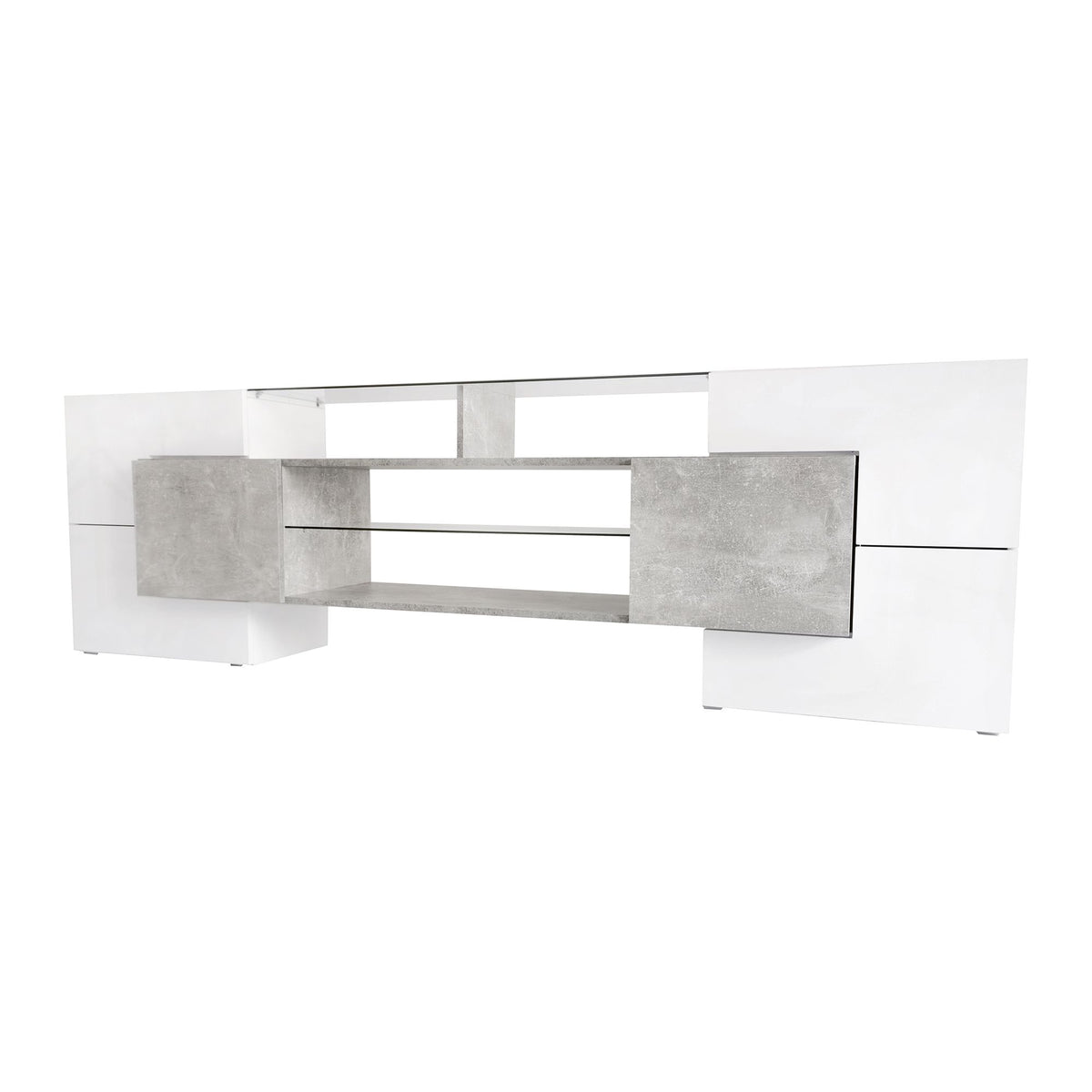 Sculptural TV Stand with Illuminated Display Shelves