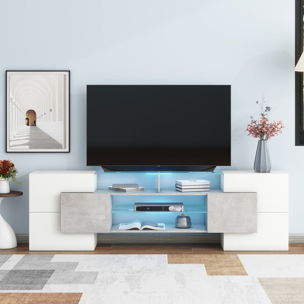Sculptural TV Stand with Illuminated Display Shelves