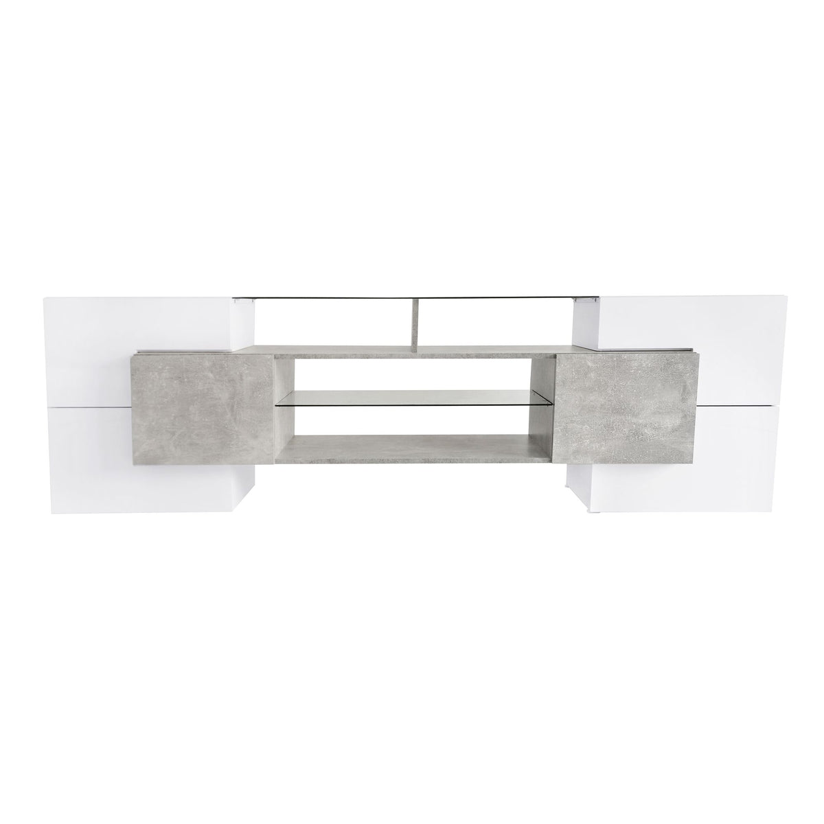 Sculptural TV Stand with Illuminated Display Shelves