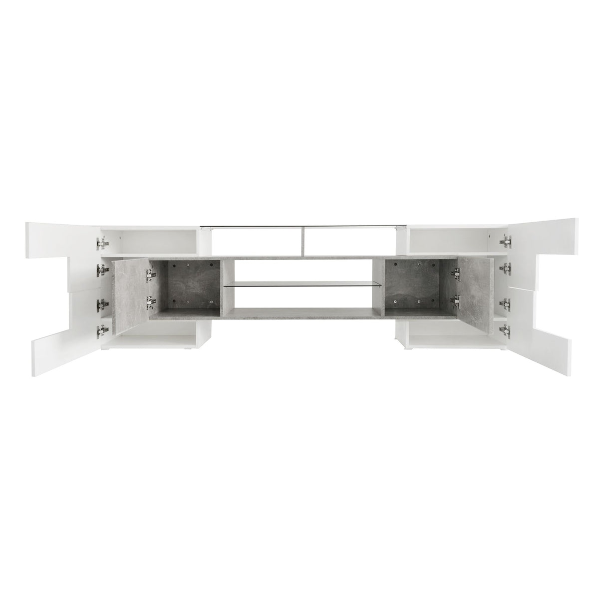 Sculptural TV Stand with Illuminated Display Shelves