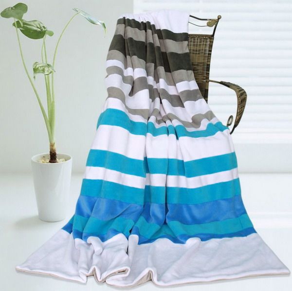 Blue Fairy Striped Patchwork Throw for Cozy, Whimsical Style
